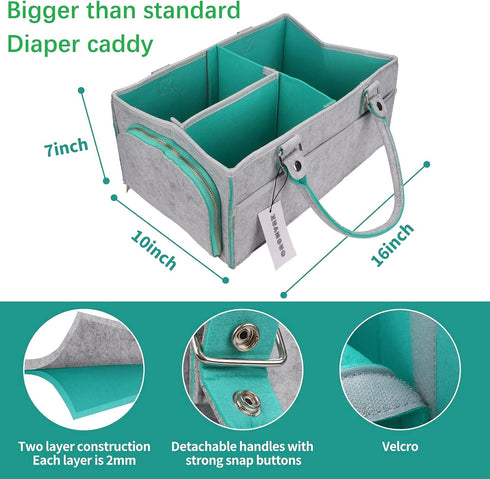 Baby Diaper Caddy Organizer for Boy or Girl, Large Nursery Storage Bin Basket for Changing Table and Car