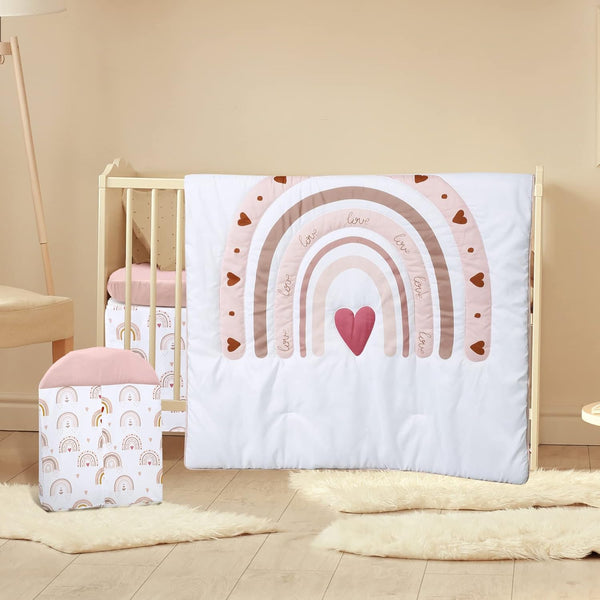 Rtteri 4 Pieces Baby Crib Bedding Set, Nursery Bedding Standard Size Soft
