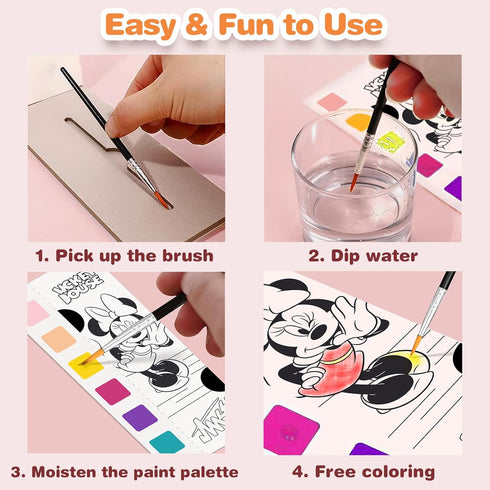 Kidcraft 2 Pack, Set 4 5 6 7 8+, Paint with Water Coloring Books for Kids - Pocket Mess Free Watercolor Painting Kit
