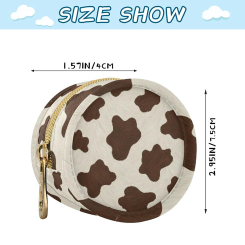 PYBUG Cow Print Round Pacifier Storage Case, Polyester & TPU Lined with Hook Buckle, Pacifier Container Box for Baby