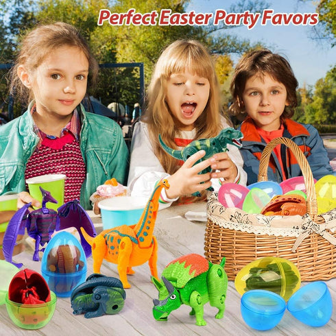 6 Pack OCATO Easter Eggs Filled with Dinosaur Toys Jumbo Deformation Dinosaur Eggs Easters Egg Fillers Plastic Surprise