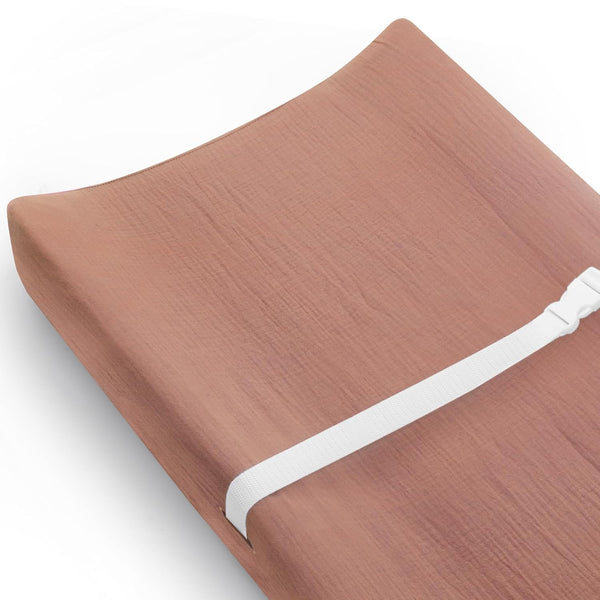 Changing Pad Cover for Baby Girls Boys, Muslin Changing Table Pad Covers with Boho Style, Dusty Rose