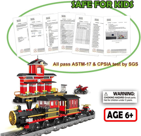 Classic Train Building Blocks Toys, 583 Pieces STEM Learning Construction Toys for Boys and Girls