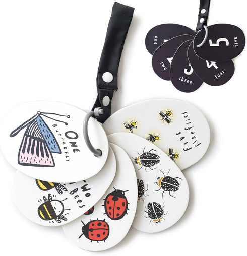 Wee Gallery Stroller Cards - I See Bugs to Count, Travel Activity for Babies and Toddlers with Snap on Strap