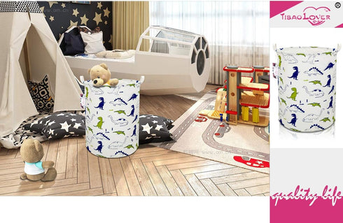 Dinosaur Laundry Basket Hamper - Cute Kids Toy Storage Bin with Handles for Boys and Girls Dinosaur Room Decor