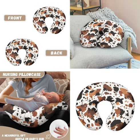 Sarogrorin 2PCS Stylish Cow Print Baby Car Seat Cover Stretchy Carrier Covers for Stroller/Shopping Cart Nursing Pillow