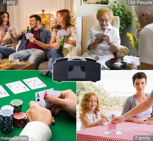 Card Shuffler 2/4/6 Deck, Automatic Electric Playing Card Shuffler, Battery Operated for Family Party Games