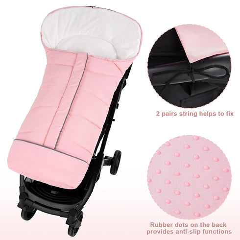 Yoofoss Stroller Cover for Winter, Toddler Stroller Footmuff Universal for Most Stroller, Water Resistant Warm Coral