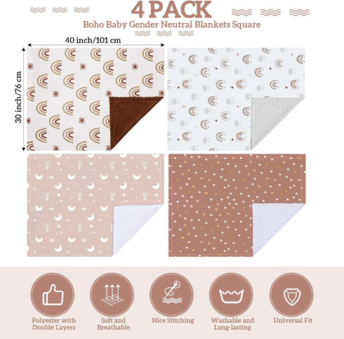 4 Pack 30 40 Tiamon Boho Rainbow Baby Blankets for Girl Boy Newborn Unisex Baby Quilts Boho Toddler Blanket Double