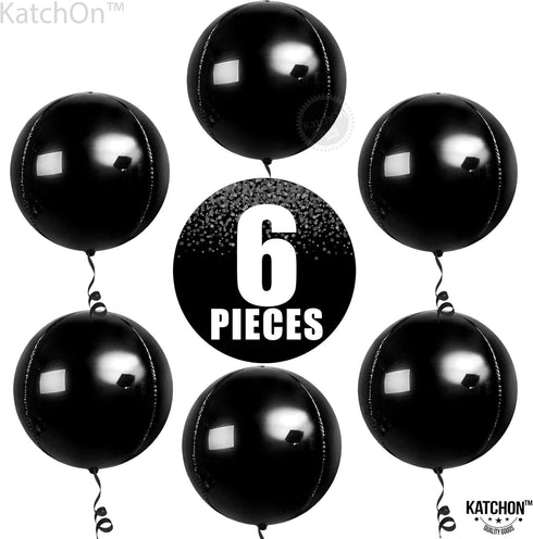 KatchOn Large Black Mylar Balloons, 22 Inch, Pack of 6 for Birthday, Anniversary, Halloween Decorations