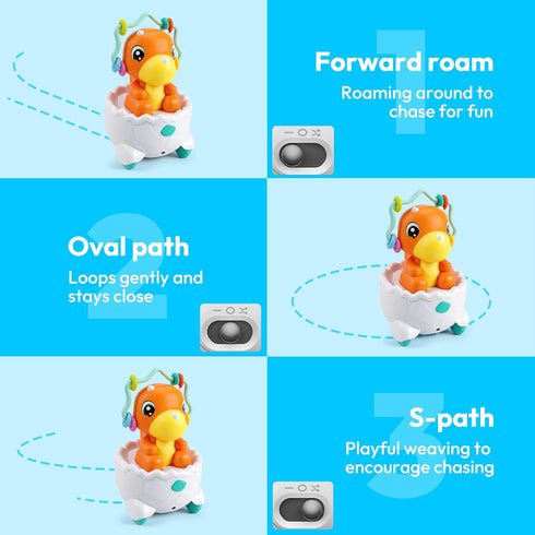 lalalark 2 1 Tummy 12-18 Dinosaur in Moving Musical Toy, Time Toys with Auto-Avoiding Obstacles, Interactive Musical