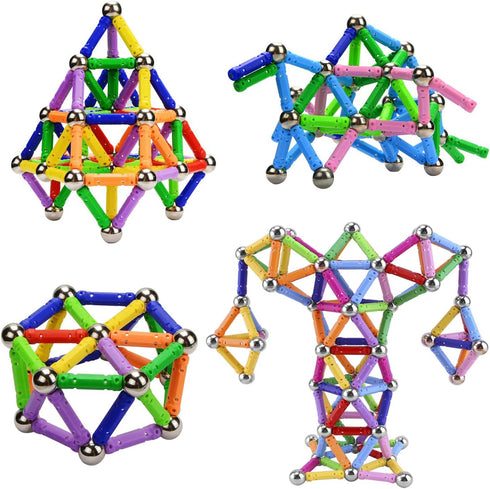 210Pcs Magnetic Building Sticks Blocks, STEM Educational Toys for Kids, 3D Construction Toy with Storage Bag