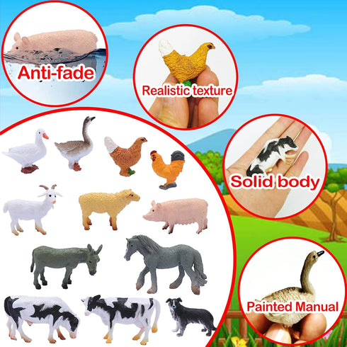 smilixin 12 Set,Animals PCS Animals Figures,Mini Farm Animal Figurines,Plastic Farm Animal Figures Learning Educational