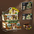 City Coffee House Building Set with Light, 1173 PCS Cafe Shop Building Block Toy with Ordering Counter and Baking Room
