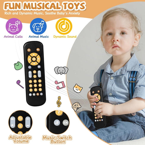 6 Orzbow Baby Remote Control Toy for Months+ with Music, TV Remote Toy with Realistic Light and Sound - English, French