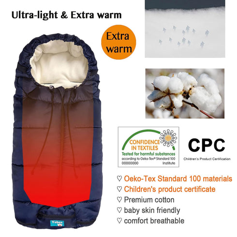 Cozy Yobee Universal Fleece Stroller Footmuff, Winter Outdoor Tour Waterproof Baby Sleeping Bag, Anti-Slip, Adaptable