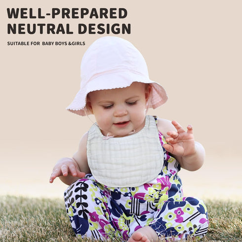Muslin Baby Bibs for Drooling and Teething, Unisex Soft & Absorbent Multi-Layer Bibs for Boys Girls