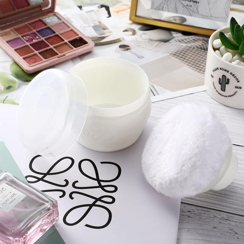 2 Sets Body Powder Container - After Bath Baby Powder Case with Fluffy Puff Kit for Home Travel