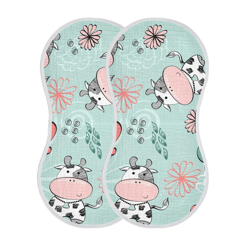 Kigai Cow Muslin Baby Burp Cloths, Large Absorbent Cotton Muslin Burp Cloths