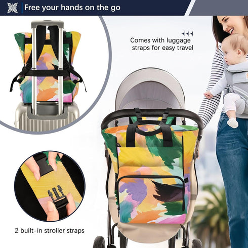 PaChyLuu Backpack, Sunset Diaper Bag Multifunction Travel Bag for Moms Dads, Baby Changing Bag with Insulted Pockets
