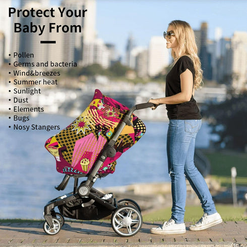 Schgap Skulls Doodle Baby Car Seat Covers Canopy, Nursing Cover Breastfeeding Baby Carrier Cover Stroller Cover