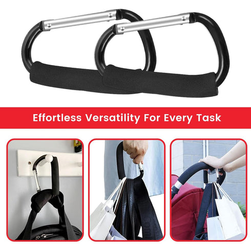 Mommy 2 Stroller Hooks for Hanging Diaper Bags - Stroller Clip and Stroller Accessories Organizer Hook - Pcs Large
