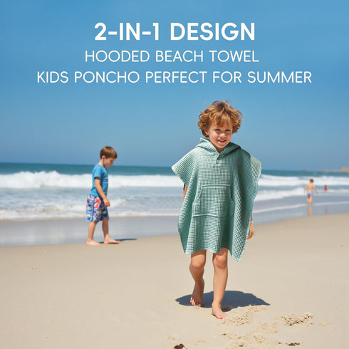 Zamlory Hooded Kids Beach Towel - Soft Poncho Towel for Babies and Toddler - Lightweight Waffle Cotton Towel Cover Up