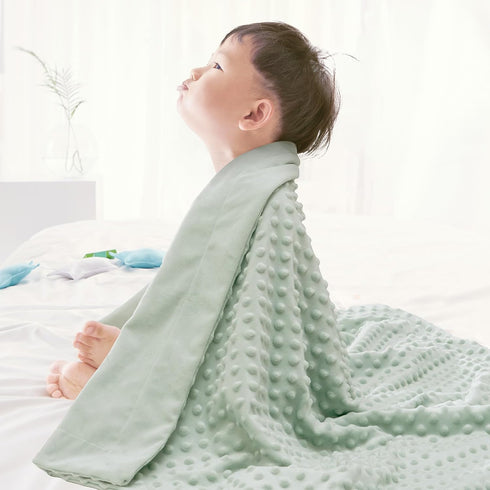 david's kids Minky Baby Blanket for Girls, Soft Lightweight Micro Fleece Blanket with Double Layer, Dotted Backing, Breathable Receiving Blanket for Newborns, 30x40 Inches, Sage Green by david's kids