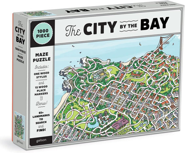 Galison Sean C. Jackson's City by The Bay - 1000 Piece Maze Puzzle from Galison - Complete The Puzzle to Find 65+