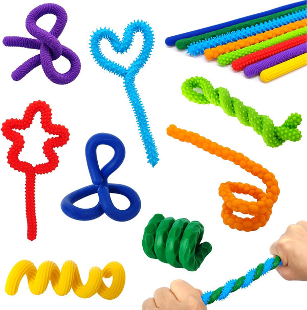 AFUDO Silicone Sensory Sticks for Kids Adults, Textured Flexible Fidget Sticks Toys for