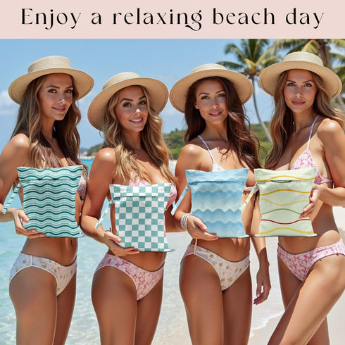 zcyxuuw 4 Pack Summer Wet Bag for Swimsuit, Beach Travel Essentials Wet Dry Bag, for Sunscreen Toiletry Dirty Clothes