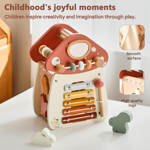 8 1 1-3 1 2 in Wooden Activity Cube Toys for Baby Travel Sensory Toys for Toddlers Multipurpose Educational Learning
