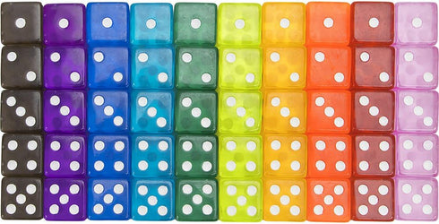 D6 16mm Pack 50 Count Brybelly Bulk Dice for Board Games, Casino Games & Tabletop RPGs - Standard Game Dice - Variety