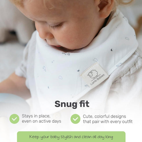 8 Pack Cotton Bandana Bibs for Babies, Absorbent Drool Bibs for Feeding & Teething, Secure Fit, Neutral Colors