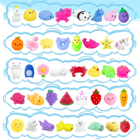 Waraoko 40 Pack 8-12 4-8 Mochi Squishies Toy, Mini Kawaii Animals Squishy Party Favors for Kids Small Toys fidget