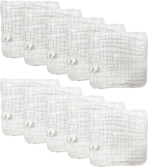 Jeans Squad 10 Pack Organic Cotton Muslin Burp Cloths 100% Cotton Muslin Cloths Large