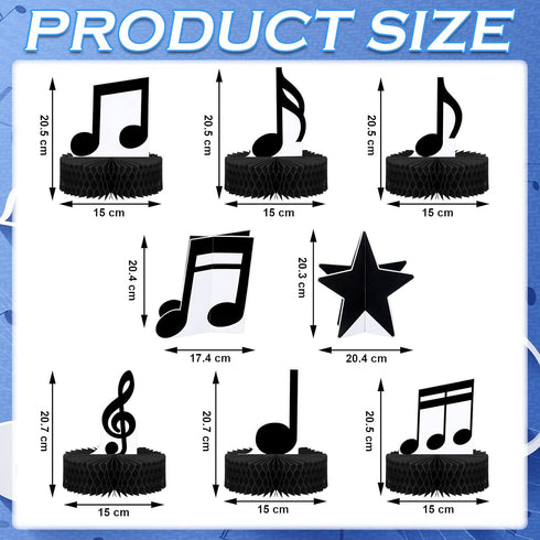 8 Pack 1950's Sureio Music Notes Honeycomb Centerpieces Musicical Party Decoration Music Themed Silhouette Table