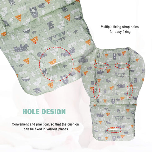 Baby High Chair Cushion, Thick Pad for Wooden High Chair, Dining Chair Liner Mat (Green Forest)