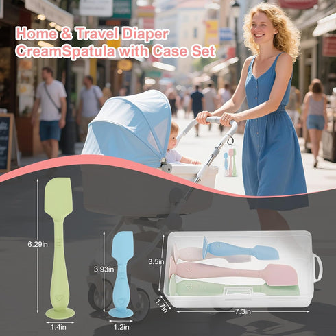 dlozrak 4-Pack Diaper Cream Spatula with Travel Case, Soft Baby Butt Spatula Silicone Butt Paste Spatula, Convenient