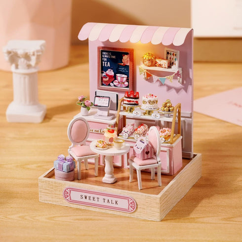 1:24 TuKIIE DIY Miniature Dollhouse Kit with Furniture, Scale Creative Room Mini Wooden Doll House Plus Dust Proof