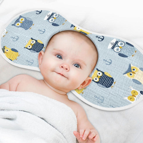 decor gift 4 Pack 22x11in Cotton Muslin Burp Cloths Breathable Funny Ocean Owl Blue washcloth for Newborns boy and Girl