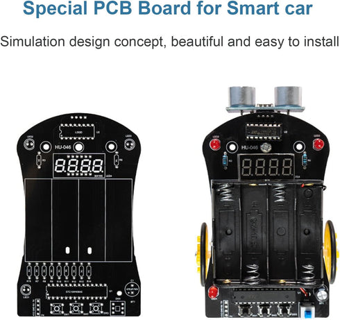 DIY Smart Car Soldering Practice Kit, Small Car Robot DIY Soldering Kits, Ultrasonic Distance Measuring Smart Cart