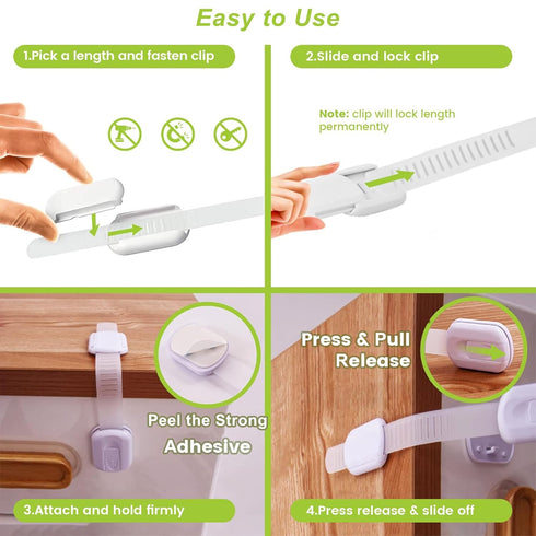 Matenf Child Proof Cabinet Locks, 4 Packs Baby Safety Latches for Drawers and Refrigerators, Easy to Use