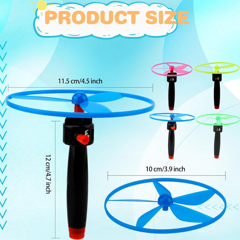 48 Pcs Flying Saucer Flying Disc Toy - Includes 16 String Launchers & 32 Flying Saucer for Outdoor Games