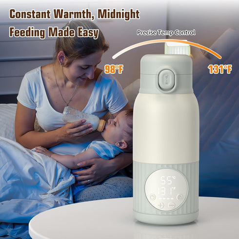 UKEXE 13oz Capacity,100W Portable Bottle Warmer for Breast Milk,Formula or Water Large Power Fast Warming & Precise