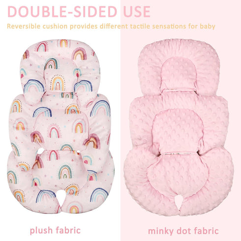 2 Infant Car Seat Insert, Car Seat Head Support Baby Girls Boys, Soft & Reversible Newborn Carseat Insert Cushion