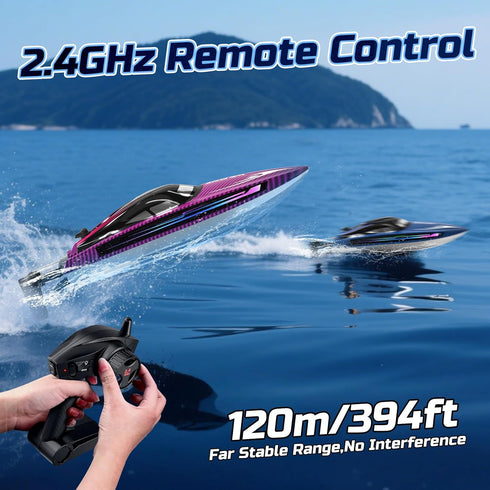 25+ WF17 2 30-40 WeFone Remote Control Boat for Adults, KMH Fast RC Speed Boat with LED Light for Kids, Self-righting