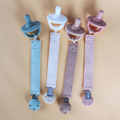 Pacifier Clip Holder for Baby Boy and Girl, Soft Pure Cotton Fabric Paci Binky Clips Fits for Most Pacifier Teethers