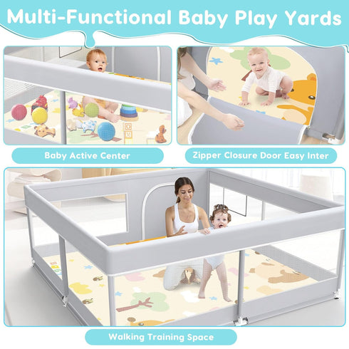 50 50 27 inches Fshibila Baby Playpen with Mat, Baby Playard for Toddlers, Sturdy Safety Play Yard with Soft Breathable