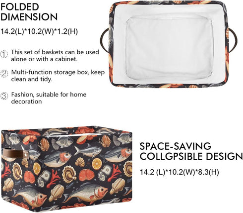 CWUPZAY 1 Pack Tuna Sardine Storage Basket Canvas Fabric Collapsible Storage Bins Box Organizer Waterproof for Home
